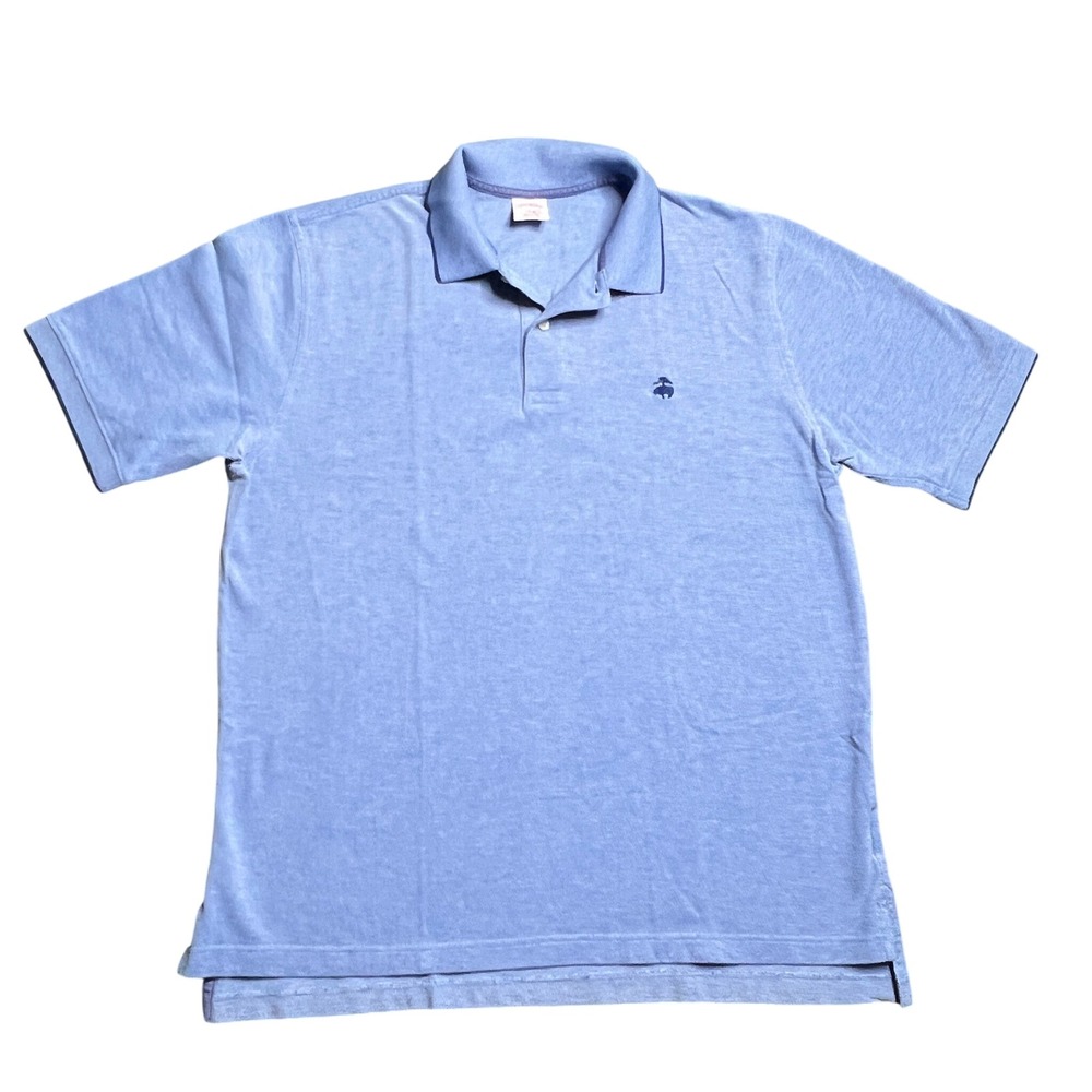 Brooks Brothers Performance Polo Shirt Mens Large Light Blue Cotton Pique Casual
